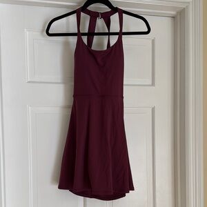 NWT Halara Burgundy Backless Twisted Flare Dance Active Dress-Easy Peezy - S